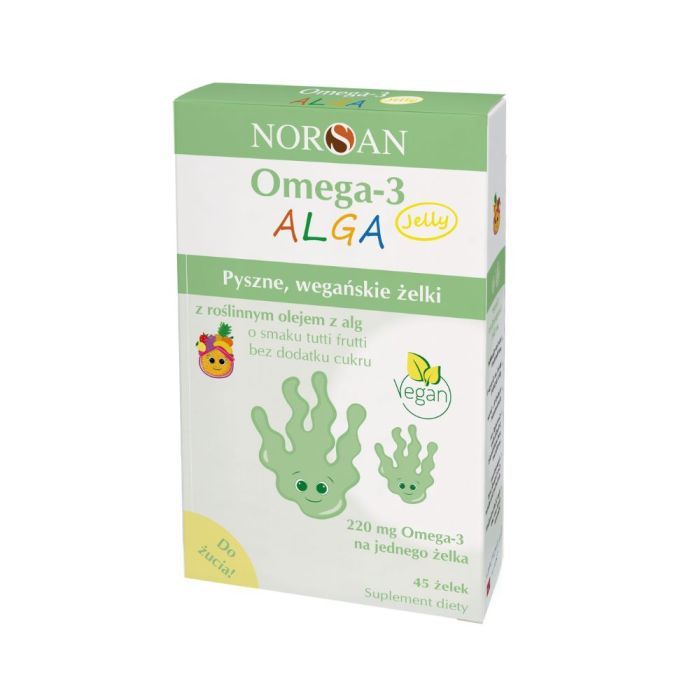 Norsan, Omega-3 Alga Jelly olej z alg morskich, żelki, 45 szt