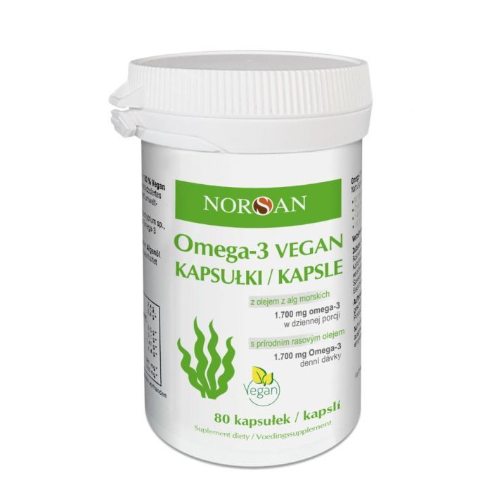 Norsan, Omega-3 Vegan olej z alg morskich, kaps., 80 szt