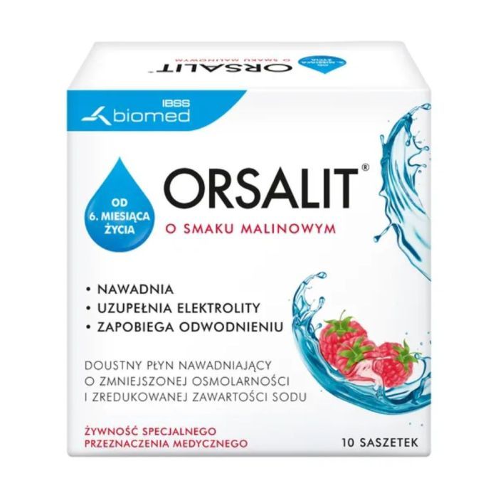 Orsalit, proszek o smaku malinowym, 10 saszetek main product photo