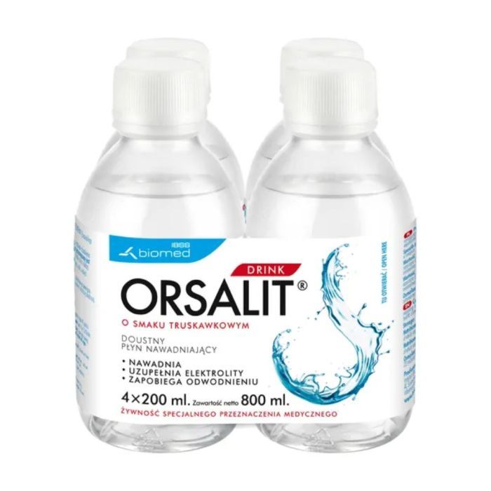 Orsalit drink, doustny płyn nawadniający, smak truskawkowy, 4 x 200 ml main product photo