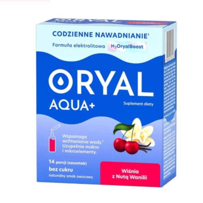Oryal Aqua+, Smak Wiśnia z nutą Wanilii, proszek, 14 saszetek