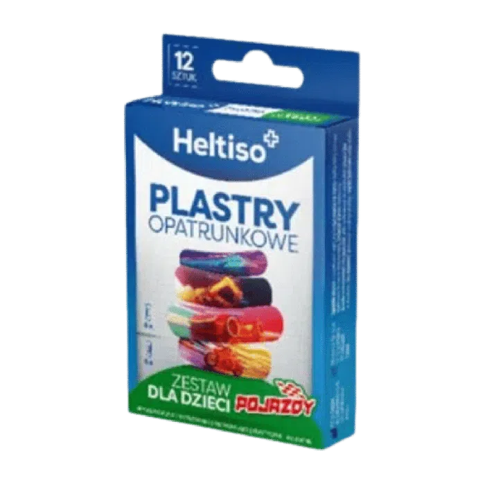 HELTISO, Plastry opatrunkowe zestaw dla dzieci, Pojazdy 12 szt.