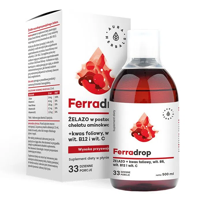 Ferradrop, żelazo + kwas foliowy, płyn, 500 ml