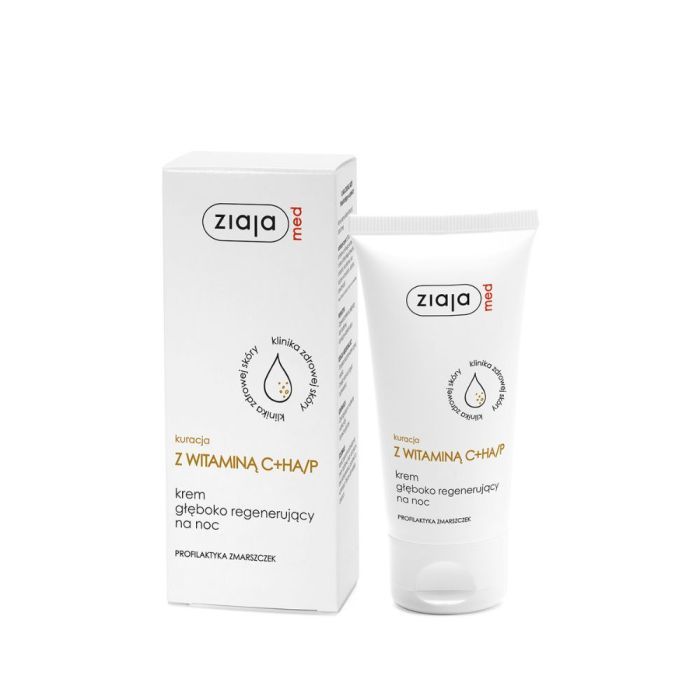 Ziaja Med Kuracja Dermatologiczna, krem regenerujący z witaminą C+HA/P, na noc, 50 ml main product photo