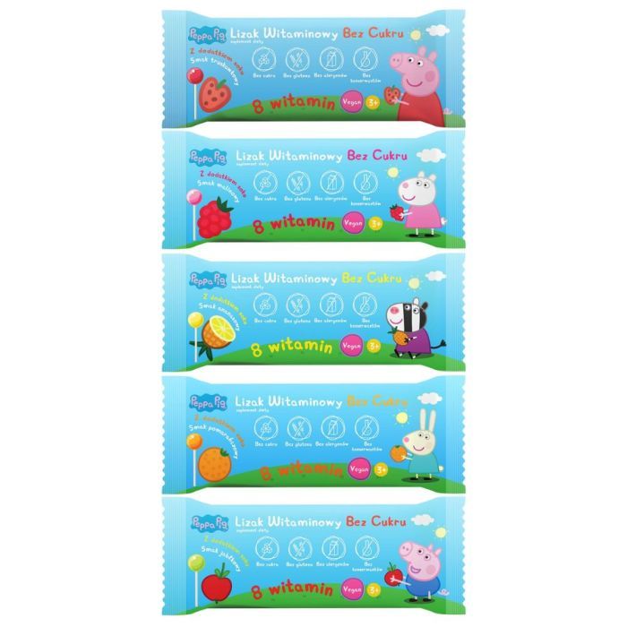 Lizaki witaminowe bez cukru, Pepa Pig, mix smakow, 50 szt. main product photo