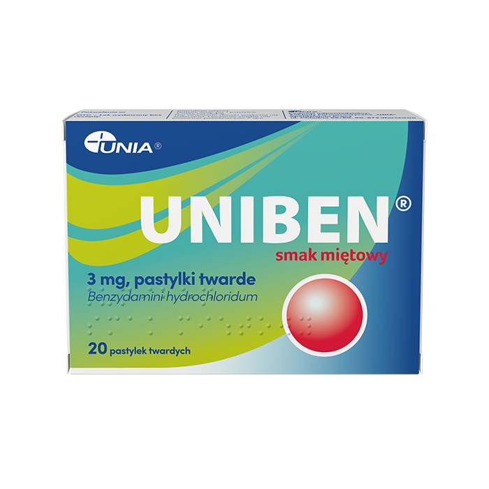 Uniben smak miętowy, 3 mg, pastyl.twarde, 20 szt
