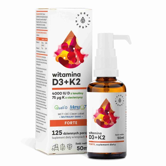 Witamina D3 4000 IU + K2, MCT, krople, 50 ml