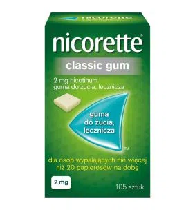 Nicorette Classic Gum, 2 mg, guma do żucia, 105 szt.