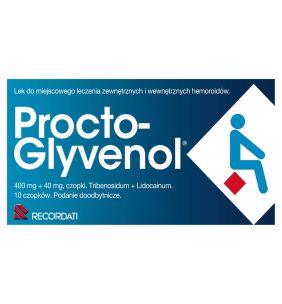 Procto-Glyvenol, 400 mg + 40 mg, czopki doodbytnicze, 10 szt.
