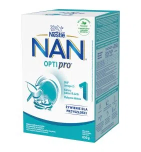 Mleko Nan Optipro 1, mleko początkowe dla niemowląt od urodzenia, proszek, 650 g, (2 x 325 g)