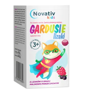 Novativ kids Gardusie, lizaki o smaku malinowo-porzeczkowym, 8 sztuk