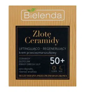 Bielenda Złote Ceramidy 50+, Liftingująco-regenerujący krem przeciwzmarszczkowy na dzień noc, 50 ml