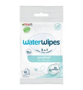 WaterWipes™ BIO OnTheGo chusteczki nawilżane, szybkie odświeżenie dla każdego, 10 sztuk