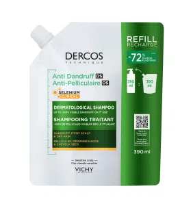 Vichy Dercos, szampon przeciwłupieżowy, włosy suche, refill, 390ml
