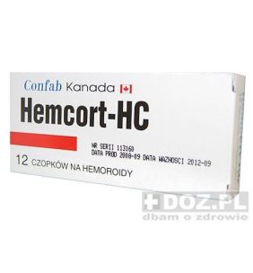 Hemcort-HC, czopki, 12 sztuk