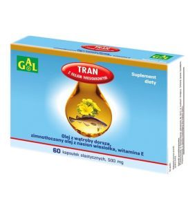 Tran z olejem wiesiołkowym, 500 mg, kapsułki, 60 szt.