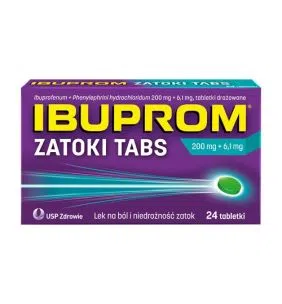 Ibuprom Zatoki Tabs, 200 mg+6,1 mg, tabletki drażowane, 24 szt.