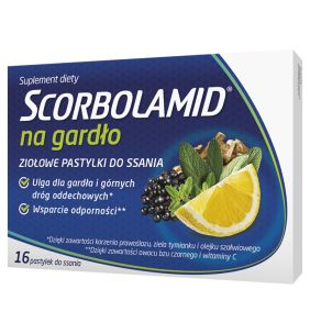 Scorbolamid na gardło, pastylki do ssania, 16 szt
