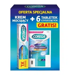 Zestaw Corega,krem mocujący,delik.miętowy+tabl.,70 g+6 szt