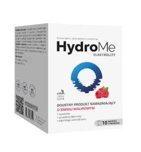 HydroMe Elektrolity doustny produkt nawadniający o smaku malinowym, 10 saszetek