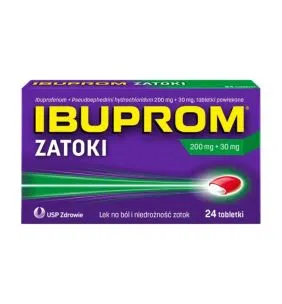 Ibuprom Zatoki, 200 mg + 30 mg, tabletki powlekane, 24 szt.