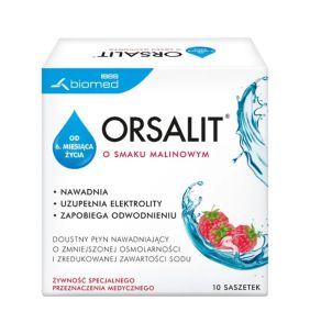 Orsalit, proszek o smaku malinowym, 10 saszetek