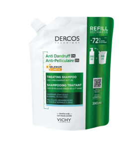Vichy Dercos, szampon przeciwłupieżowy, włosy normalne i przetłuszczające się, refill, 390ml