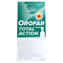 Orofar Total Action, 2 mg+1,5 mg/ml, aerozol do stosowania w jamie ustnej, 30 ml