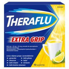Theraflu ExtraGRIP, 650mg+10mg+20mg, proszek w saszetkach do sporządzania roztwor&oacute;w doustnych, 10 szt.