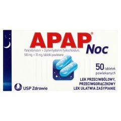 Apap Noc, 500 mg + 25 mg, tabletki powlekane, 50 szt. (butelka)