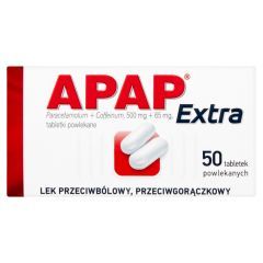 Apap Extra, 500 mg + 65 mg, tabletki powlekane, 50 szt. (butelka)