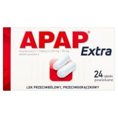 Apap Extra, 500 mg + 65 mg, tabletki powlekane, 24 szt.