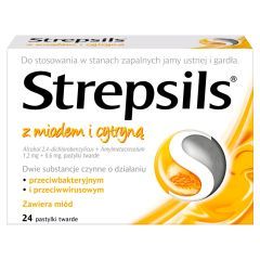 Strepsils z miodem i cytryną, pastylki twarde, 24 szt.