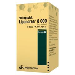 LIPANCREA 8 000, 8 000 j. Ph. Eur. lipazy, kapsułki, 50 sztuk