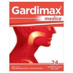 GARDIMAX medica, 5 mg +1 mg, tabletki do ssania 24 sztuki