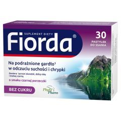 Fiorda, pastylki do ssania o smaku czarnej porzeczki, 30 szt.
