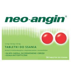 Neo-Angin, 1,2 mg+0,6 mg+5,9 mg, tabletki do ssania, 36 szt.