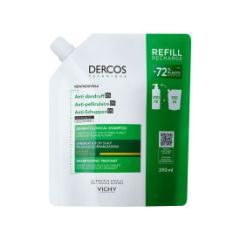 Vichy Dercos, szampon przeciwłupieżowy, włosy suche, refill, 390ml