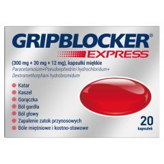 GRIPBLOCKER EXPRESS (300 mg + 30 mg + 12 mg), kapsułki miękkie, 20 sztuk