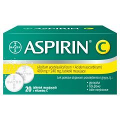 Aspirin C, 400 mg + 240 mg, tabletki musujące, 20 szt.