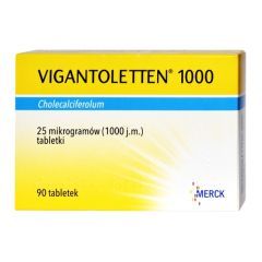 Vigantoletten 1000, 25 mcg (1000 j.m.), tabletki, 90 sztuk