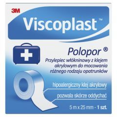 Viscoplast Polopor, przylepiec włókninowy, 5 m x 25 mm, 1 szt.
