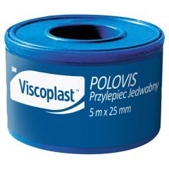 Viscoplast Polovis, przylepiec jedwabny, 5 m x 25 mm, 1 rolka