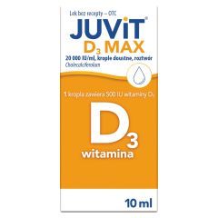 Juvit D3 Max, 20 000 IU/ml, krople doustne, 10 ml