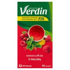 Verdin fix z maliną, susz ziołowy, 20 szt.