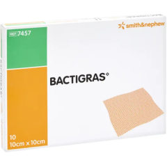 Bactigras, opatrunek parafinowy, jałowy, 10 cm x 10 cm, 10 szt.
