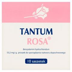 Tantum Rosa, 53,2 mg/g, proszek do sporządzania roztworu dopochwowego, 10 saszetek
