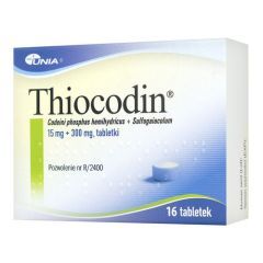 Thiocodin, 15 mg + 300 mg, tabletki, 16 szt.