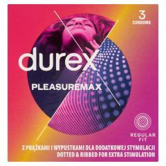 Durex Pleasuremax, prezerwatywy ze środkiem nawilżającym, 3 szt.