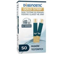 Diagnostic Gold Strip, paski testowe do pomiaru poziomu glukozy we krwi, 50 szt.